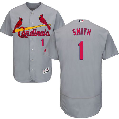 Cardinals #1 Ozzie Smith Grey Flexbase Authentic Collection Stitched MLB Jersey - Click Image to Close